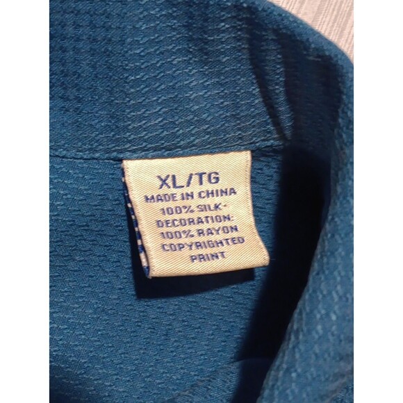 Vintage Tommy Bahama Silk Shirt Mens XL Blue Golf Match Embroidered Button Up - Picture 4 of 6